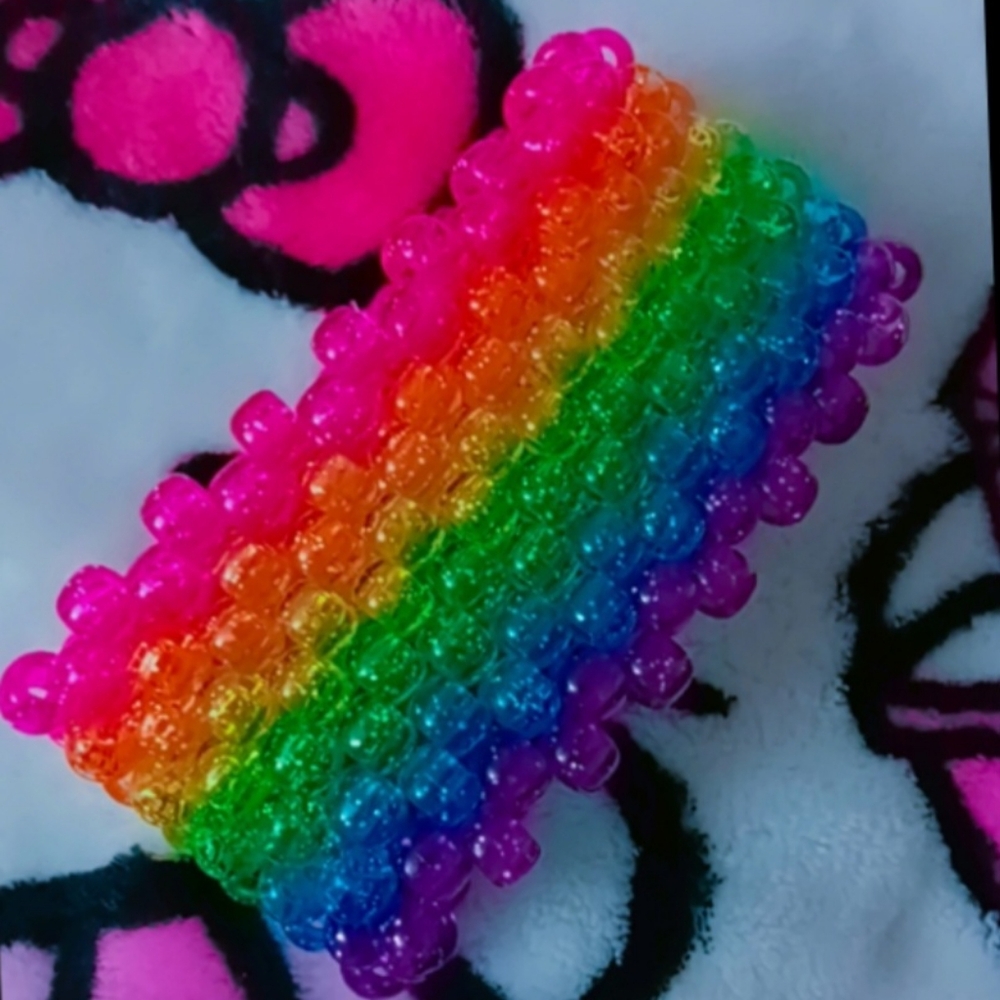 Kandi Handmade rainbow cuff bracelet